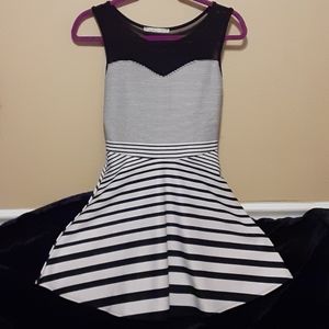 Black and white striped dress